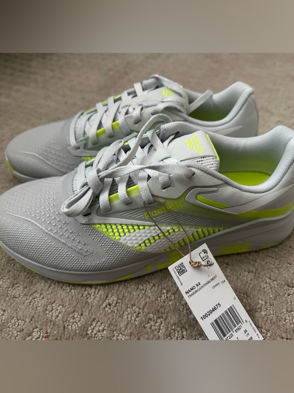 NEW Reebok Nano x4 training gym shoes moon/digital lime mens size 8